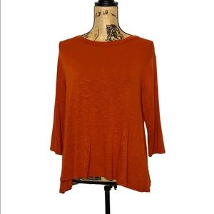 Orange Back-Button A-Line Blouse M